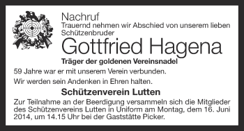 Anzeige von Gottfried Hagena von OM-Medien